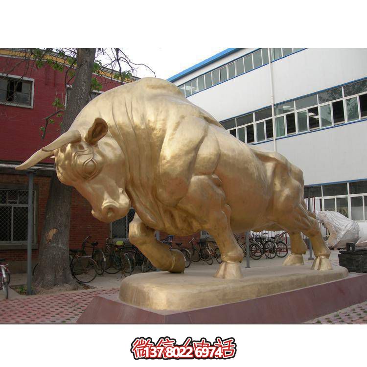 園林戶(hù)外玻璃鋼仿銅農耕牛雕塑
