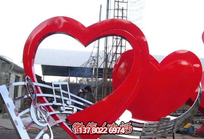 戶(hù)外不銹鋼音符紅色愛(ài)心雕塑 戶(hù)外不銹鋼音符紅色愛(ài)心雕塑