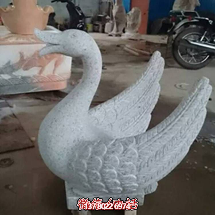 大理石雕刻天鵝噴水擺件小區廣場(chǎng)噴泉雕塑