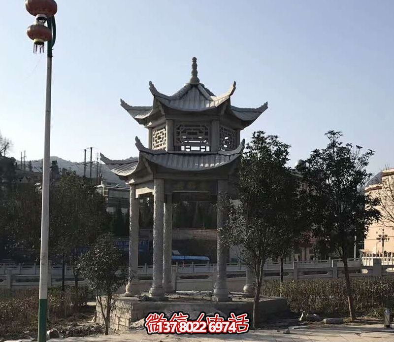村莊戶(hù)外景觀(guān)雙層鏤空仿古建涼亭休息座椅石雕 村莊戶(hù)外景觀(guān)雙層鏤空仿古建涼亭休息座椅石雕