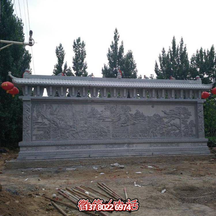 青石浮雕戶(hù)外園林景觀(guān)大型影壁雕塑