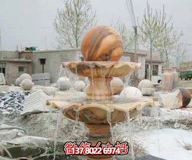 別墅景觀(guān)晚霞紅風(fēng)水球噴泉石雕 別墅景觀(guān)晚霞紅風(fēng)水球噴泉石雕