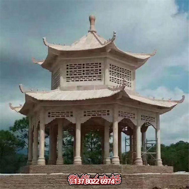 大型廣場(chǎng)擺放雙層鏤空大理石涼亭景觀(guān) 大型廣場(chǎng)擺放雙層鏤空大理石涼亭景觀(guān)