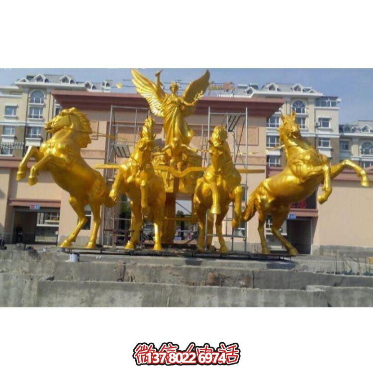 廣場(chǎng)園林玻璃鋼仿銅阿波羅戰馬景觀(guān)雕塑