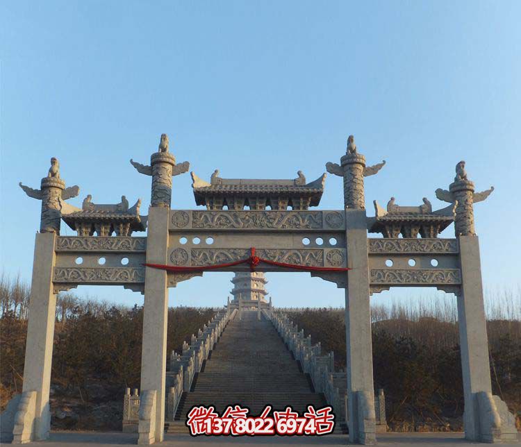 大理石三門(mén)牌坊景區石雕