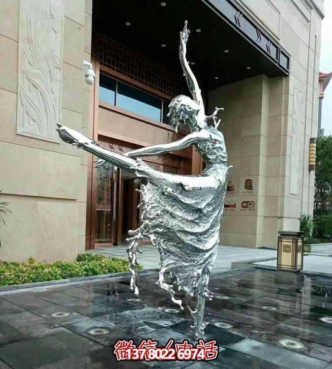 不銹鋼抽象園林景觀(guān)會(huì )所酒店跳舞的抽象女人雕塑