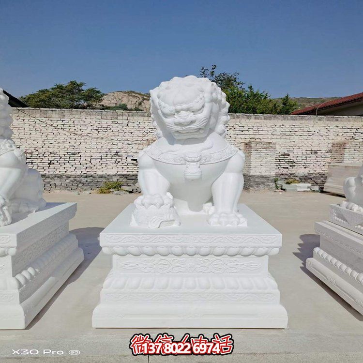 大理石石雕庭院門(mén)口大型鎮宅獅子擺件