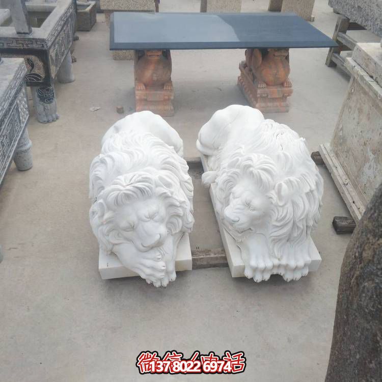 大理石石雕戶(hù)外庭院門(mén)口大型獅子擺件