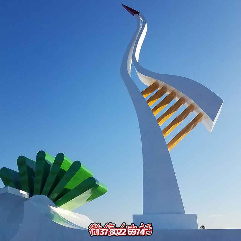不銹鋼抽象戶(hù)外景觀(guān)仙鶴雕塑