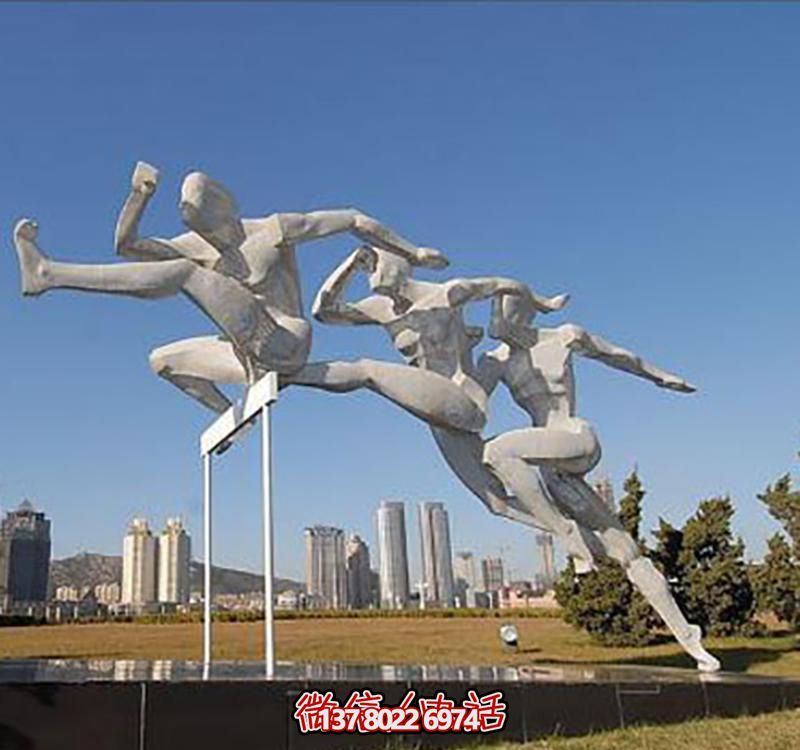 公園景觀(guān)小品不銹鋼跨欄運動(dòng)人物雕塑 公園景觀(guān)小品不銹鋼跨欄運動(dòng)人物雕塑