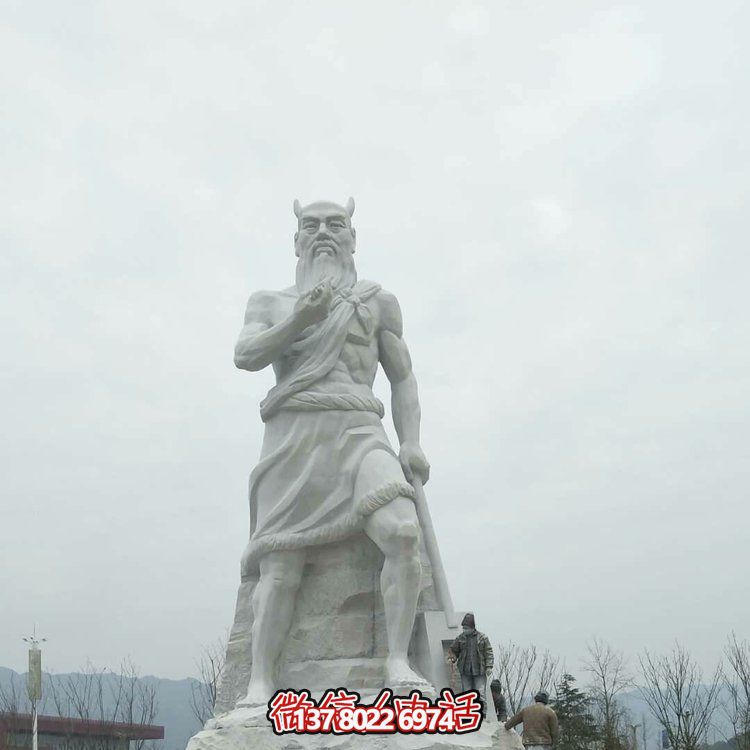 大理石雕刻古代神話(huà)人物炎帝雕像景區園林擺件
