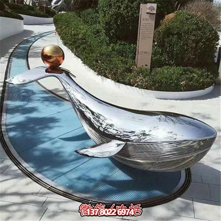 不銹鋼鏡面廣場(chǎng)大型海洋動(dòng)物景觀(guān)鯨魚(yú)