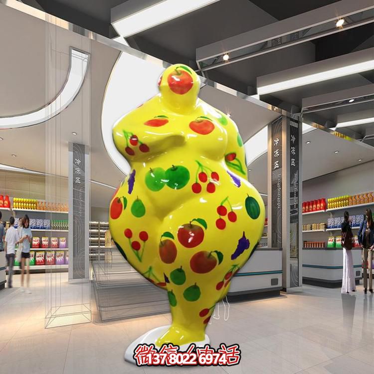 商場(chǎng)玻璃鋼彩繪創(chuàng  )意大型抽象人物擺件