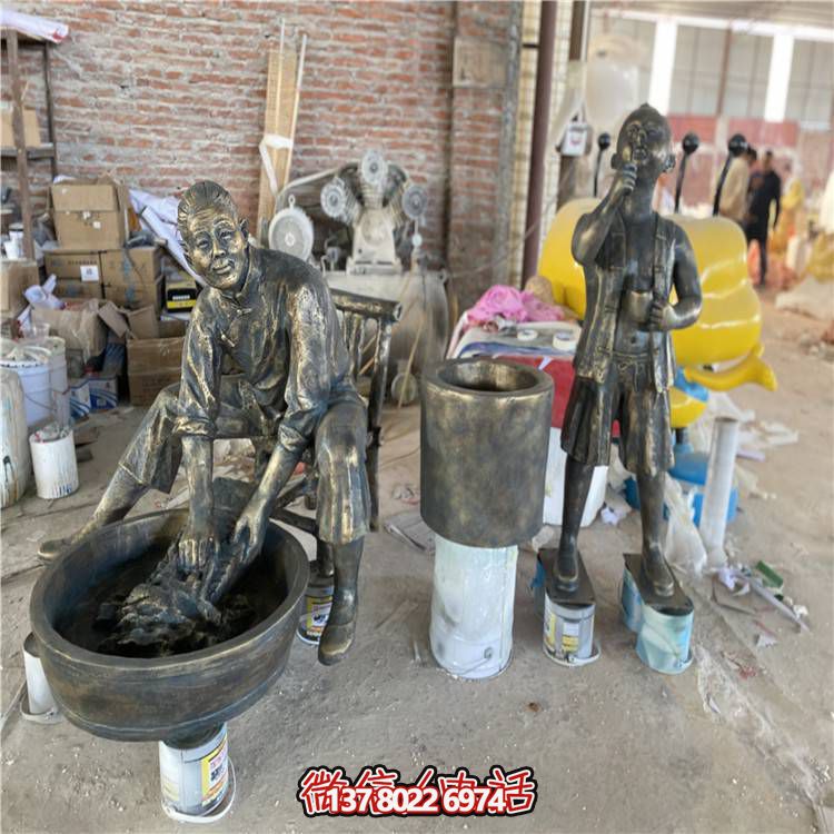 玻璃鋼人物雕塑組合景觀(guān)擺件吹泡泡的兒童雕塑