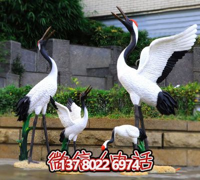 景區街道玻璃鋼彩繪園林景觀(guān)裝飾品大型擺件仙鶴雕塑