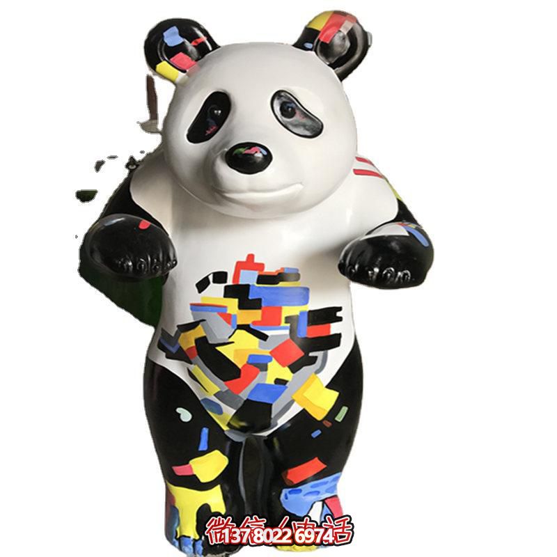 熊貓雕塑-商業(yè)街學(xué)校擺放卡通創(chuàng  )意熊貓玻璃鋼雕塑