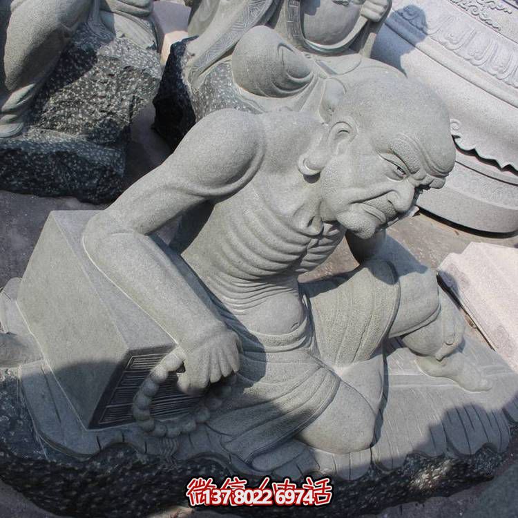 大理石石雕戶(hù)外園林景觀(guān)十八羅漢擺件
