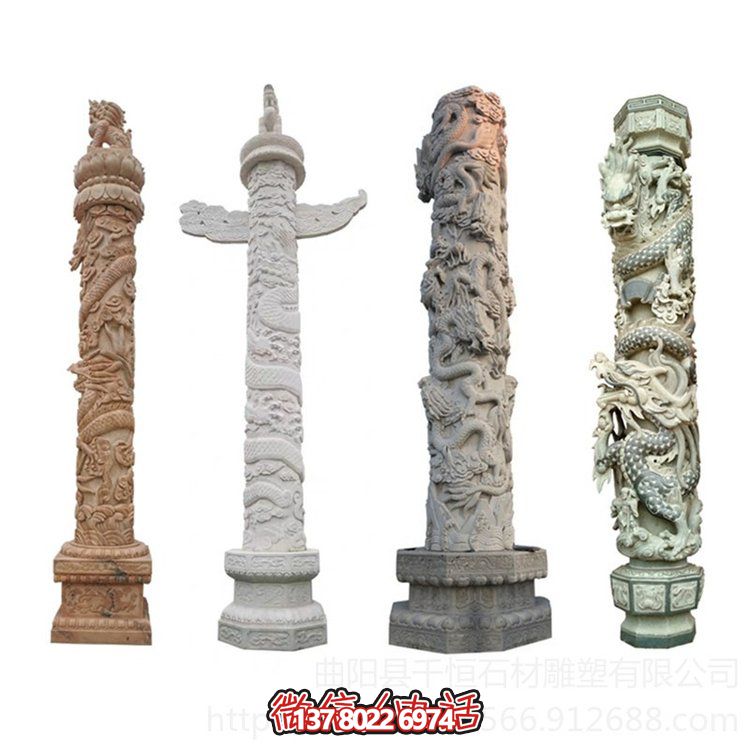 寺廟廣場(chǎng)專(zhuān)用石雕龍柱文化柱盤(pán)龍柱雕刻雕塑