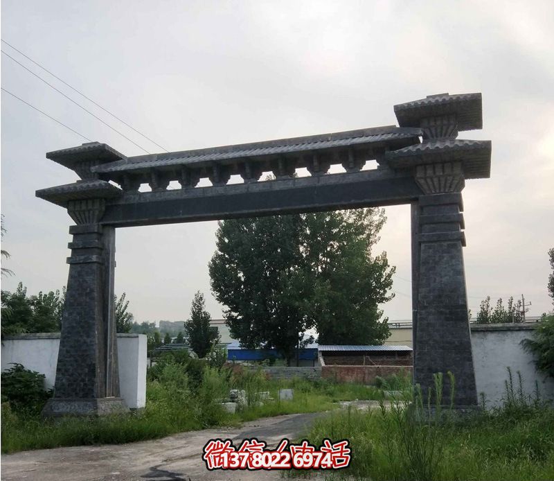 景區大型單門(mén)青石仿古牌坊石雕