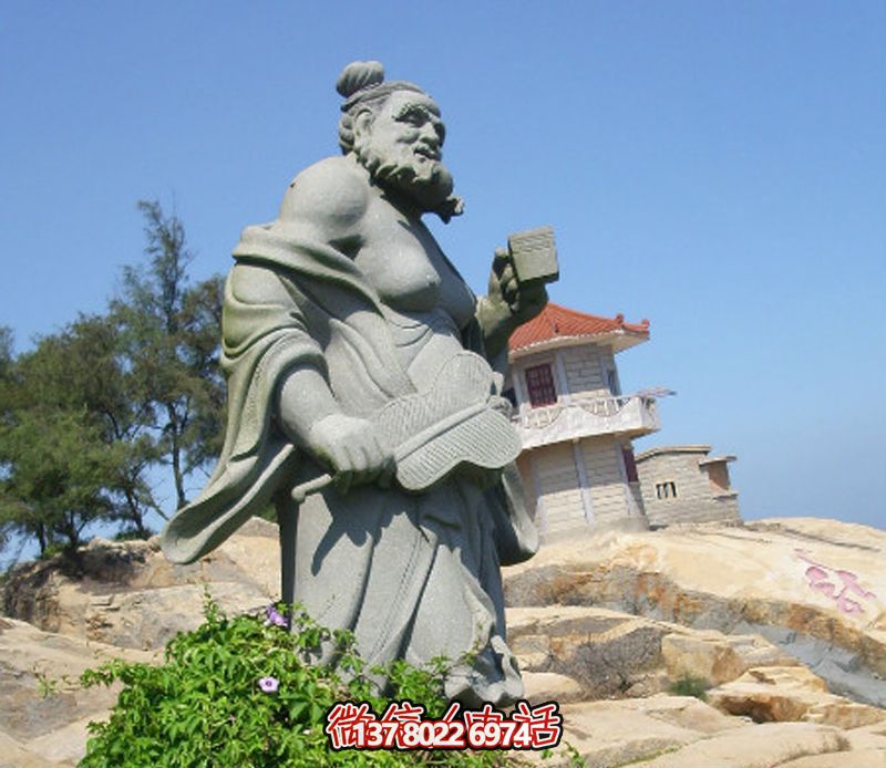 戶(hù)外園林景觀(guān)石雕拿著(zhù)扇子的漢鐘離雕塑 戶(hù)外園林景觀(guān)石雕拿著(zhù)扇子的漢鐘離雕塑