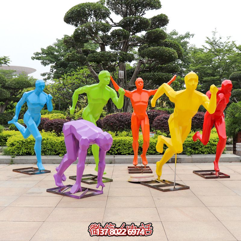 廣場(chǎng)學(xué)校抽象跑步運動(dòng)人物剪影玻璃鋼雕塑