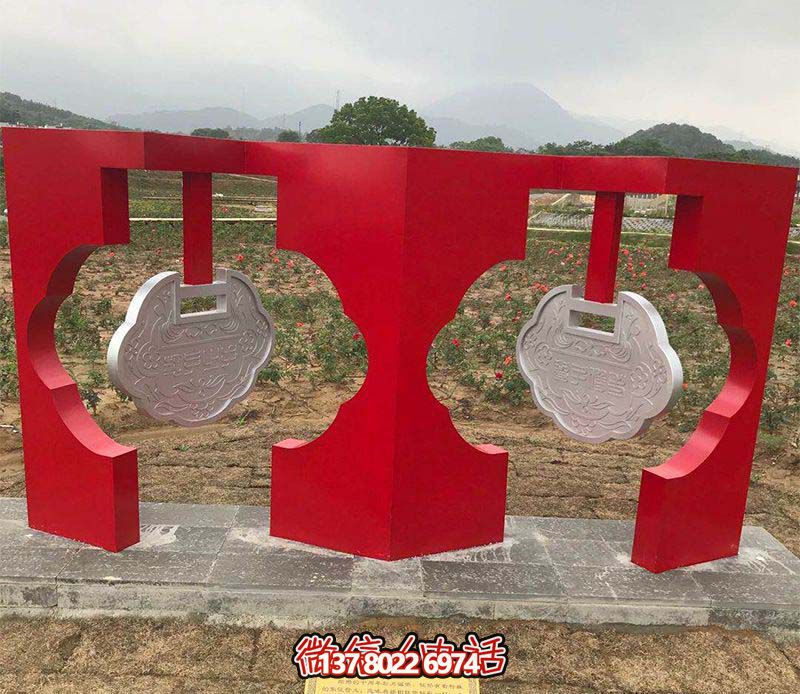 公園創(chuàng  )意兩個(gè)同心鎖雕塑