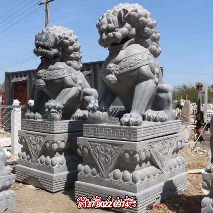 青石雕刻獅子門(mén)墩庭院中式鎮宅招財大型抱鼓石