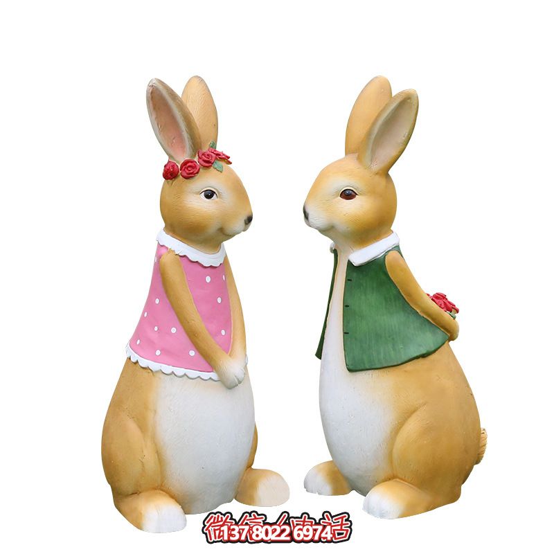 室內一對樹(shù)脂彩繪兔子雕塑 室內一對樹(shù)脂彩繪兔子雕塑