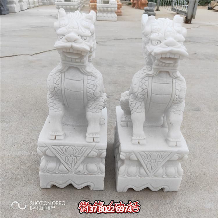 漢白玉石雕園林景觀(guān)麒麟雕塑