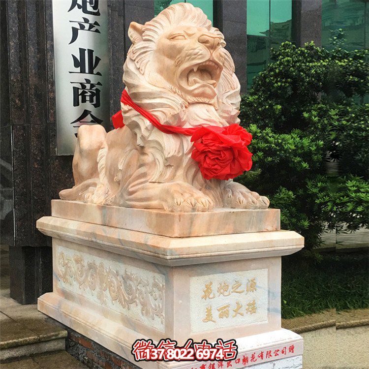 公司酒店門(mén)口石獅大理石動(dòng)物雕塑鎮宅辟邪石雕