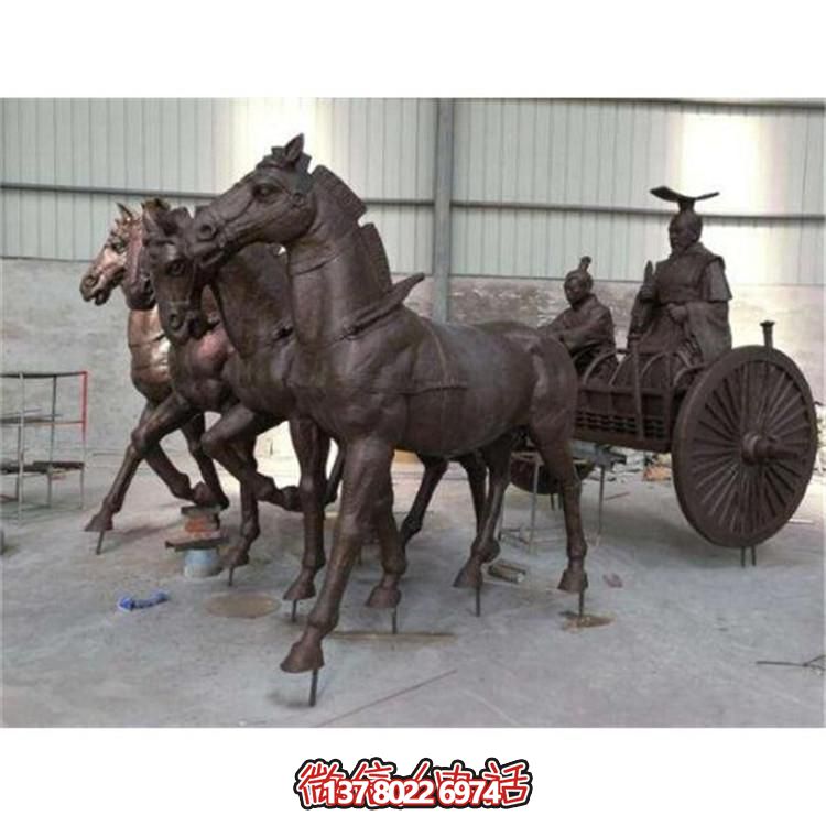 景區景點(diǎn)創(chuàng  )意玻璃鋼仿銅園林馬車(chē)雕塑