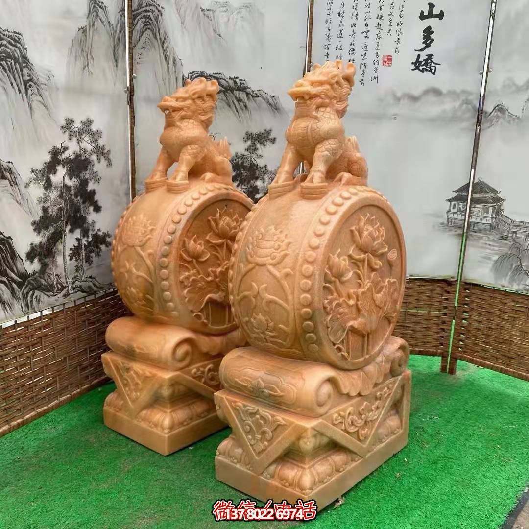 麒麟抱鼓石，晚霞紅荷花門(mén)墩