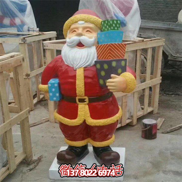 商場(chǎng)室內擺放節日圣誕老人玻璃鋼公仔雕塑