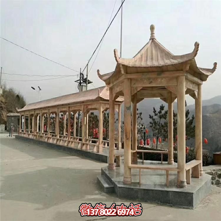 景區大型中式大理石晚霞紅石雕長(cháng)廊