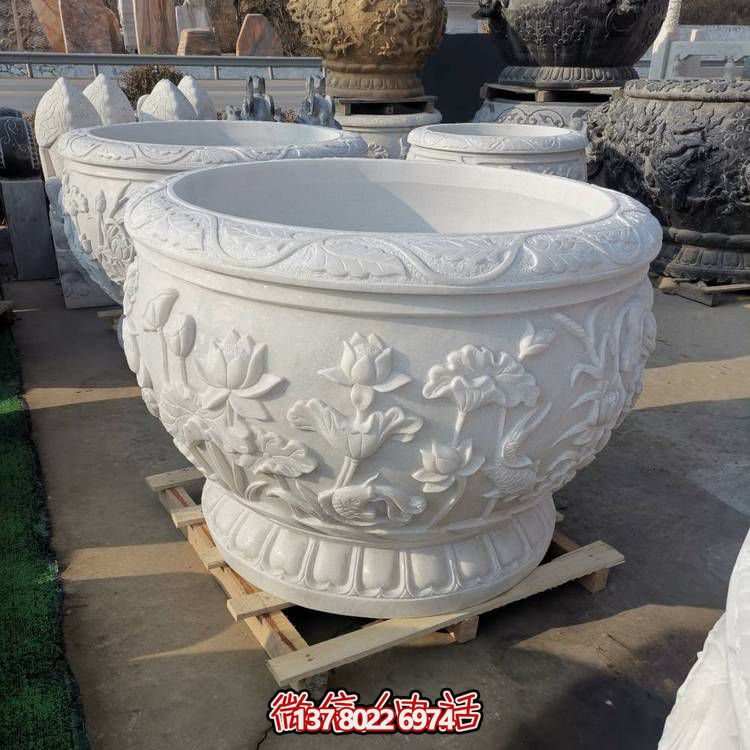 石雕魚(yú)缸花盆養荷花缸青石仿古水缸庭院花園戶(hù)外擺件