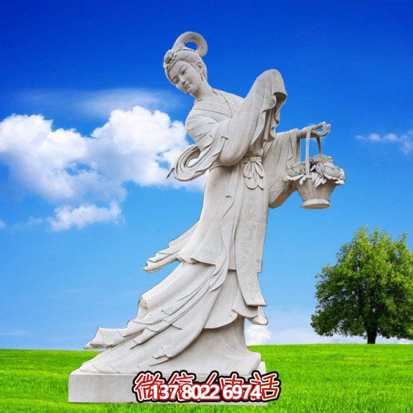 漢白玉雕刻花仙子石雕景區廣場(chǎng)牡丹仙子雕像