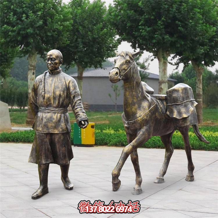 文化廣場(chǎng)景觀(guān)玻璃鋼仿銅人物雕塑小品