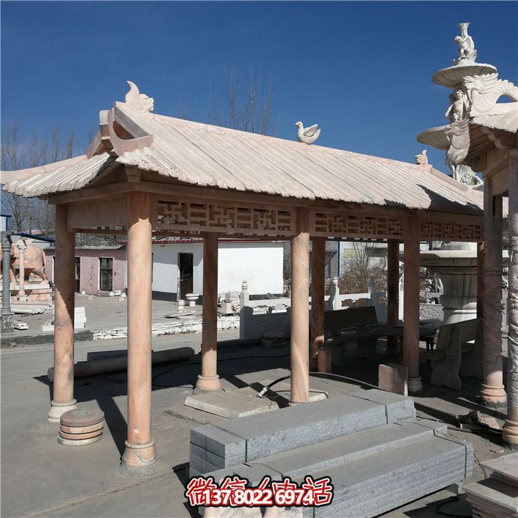 小區廣場(chǎng)長(cháng)廊晚霞紅石雕休息涼亭 小區廣場(chǎng)長(cháng)廊晚霞紅石雕休息涼亭