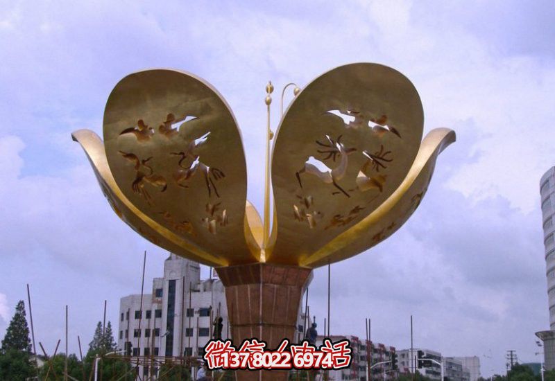 城市不銹鋼大型紫荊花景觀(guān)花朵雕塑 城市不銹鋼大型紫荊花景觀(guān)花朵雕塑