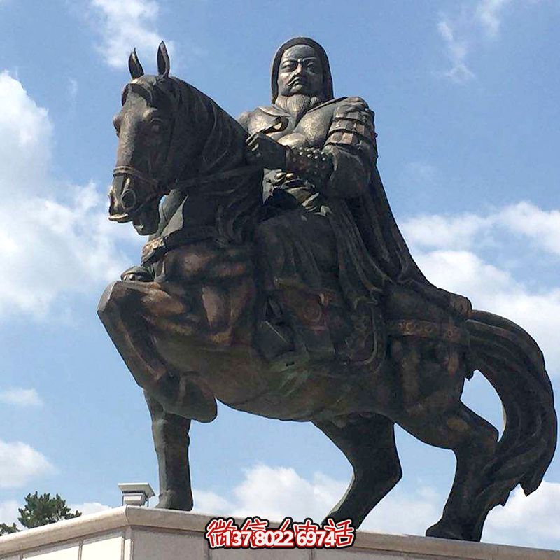 景區創(chuàng  )意銅鑄成吉思汗騎馬雕塑