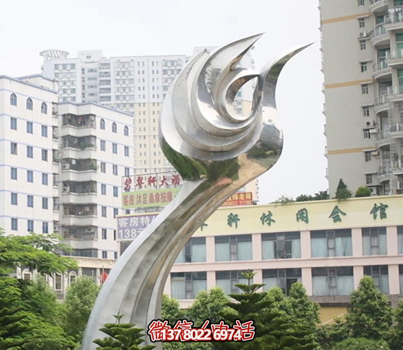 商業(yè)街大型不銹鋼創(chuàng  )意海浪浪花雕塑