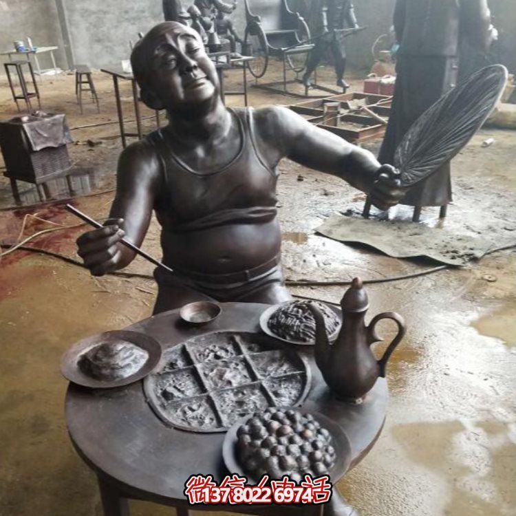 民俗情景創(chuàng  )意小品農耕人物雕塑