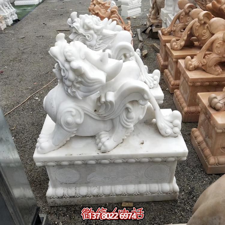 漢白玉石雕動(dòng)物別墅庭院門(mén)口招財辟邪瑞獸麒麟貔貅雕塑