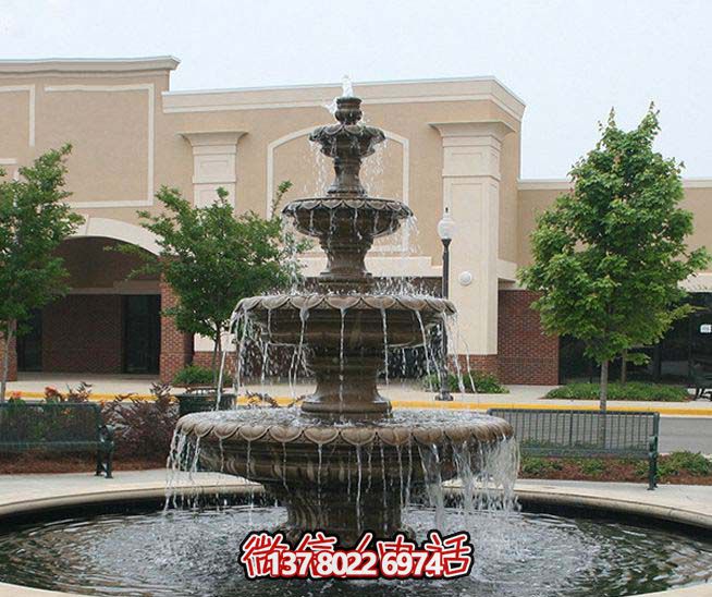 小區別墅景觀(guān)石雕多層噴泉雕塑