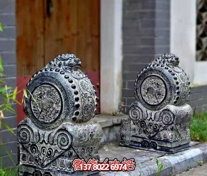 古宅門(mén)口仿古做舊抱鼓石鎮宅石門(mén)墩