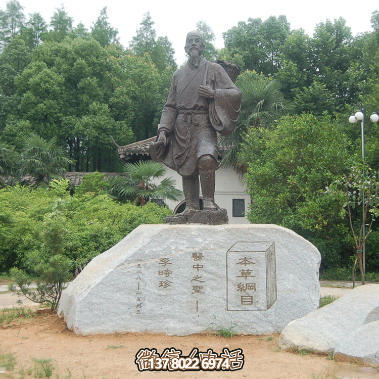 李時(shí)珍本草綱目采藥名醫銅雕像