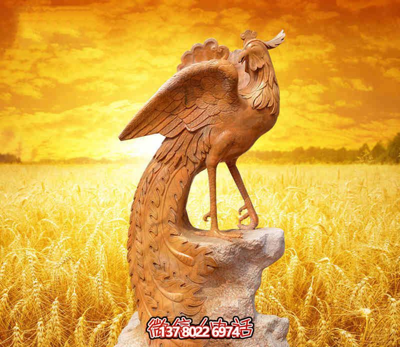 景區戶(hù)外創(chuàng  )意晚霞紅石雕鳳凰雕塑