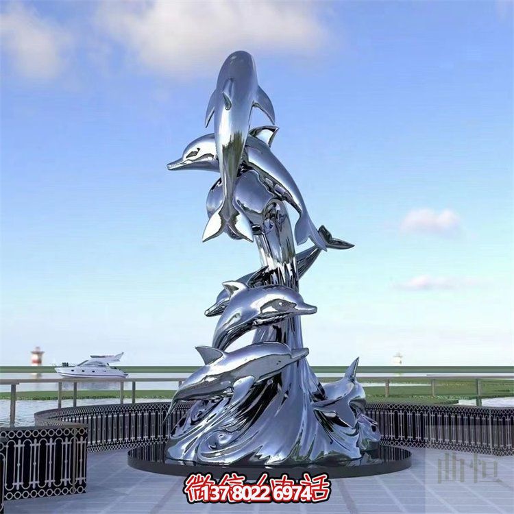 廣場(chǎng)大型不銹鋼鏡面創(chuàng  )意海豚景觀(guān)擺件