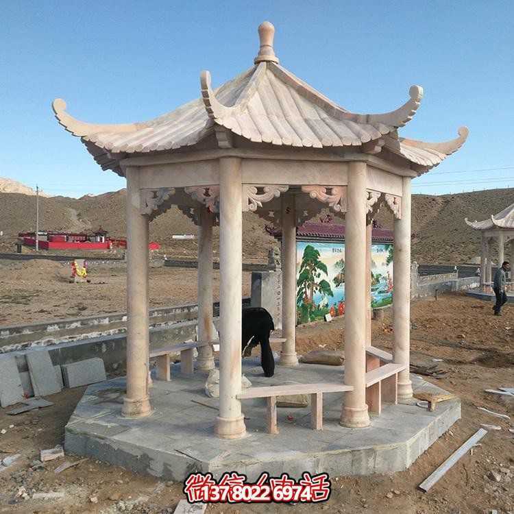 晚霞紅花崗巖新中式庭院別墅公園戶(hù)外亭子