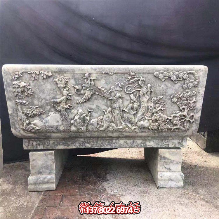 天然石材花崗巖浮雕人物長(cháng)形水槽別墅裝飾石槽